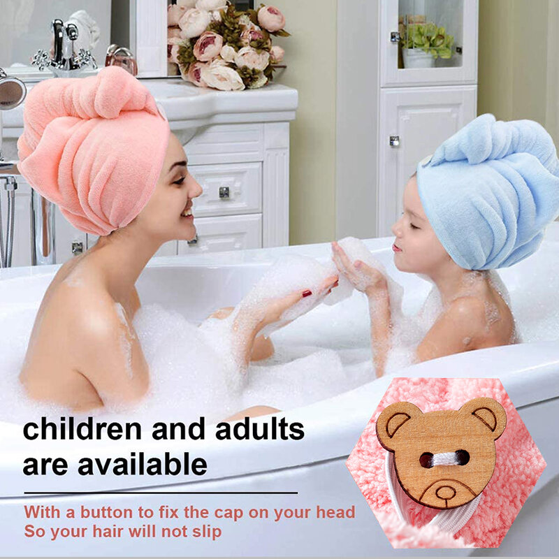 Полотенце для волос из микрофибры, первоклассная шапка для сушки волос с защитой от спутанных волос для женщин и мужчин, очень впитывающая шапочка для ванны
