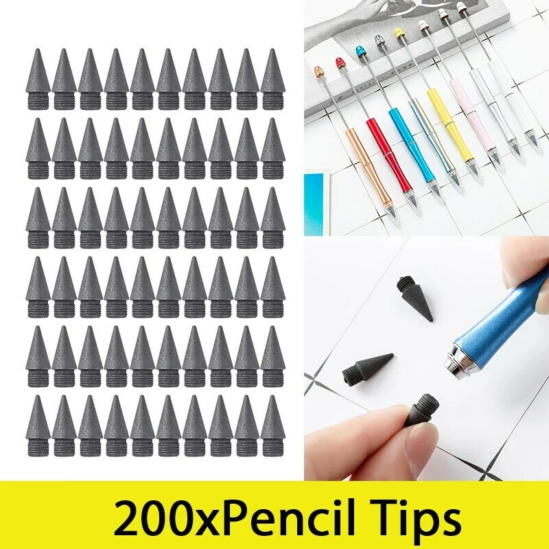 200Pcs Pencil Inkless Tips Nib Pen Everlasting Writing Nibs Tip Replacement Pencils Eternal Refills Replacements