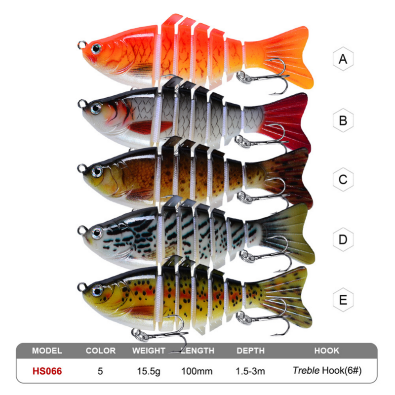NEW 10cm-15.5g Wobblers Fishing Lures Multi Jointed 7 Sections Artificial Hard Bait Trolling Pike Carp Sea Fish Tool Accessories