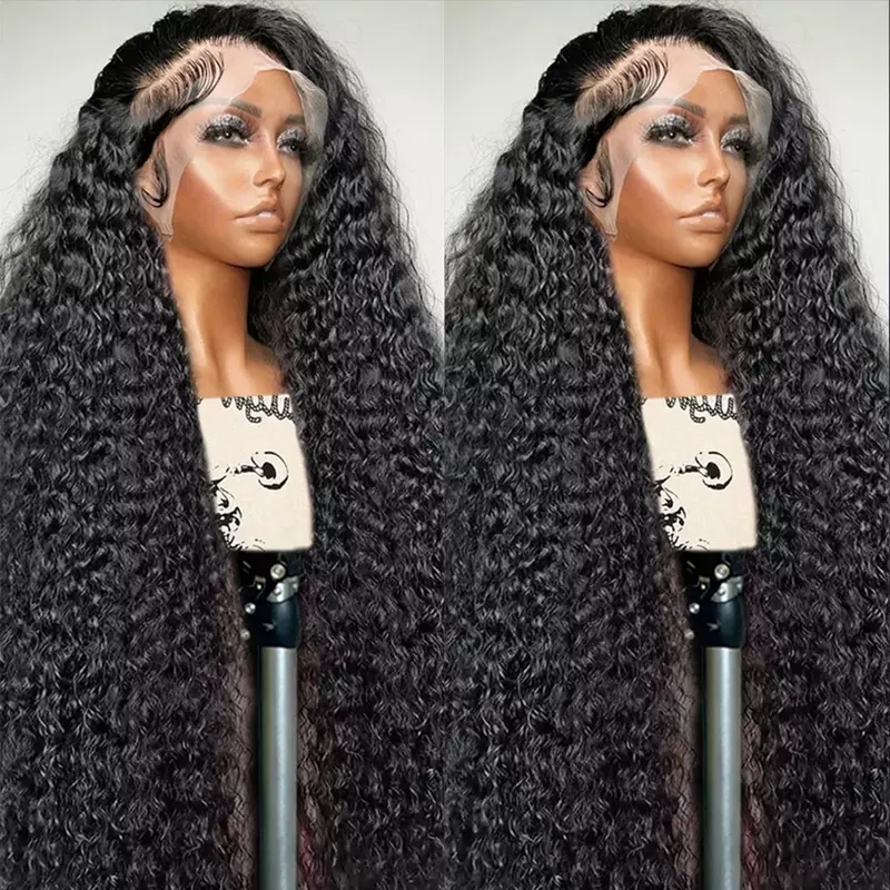 Peluca de cabello humano rizado con encaje Frontal, pelo Remy brasileño listo para usar, onda profunda suelta, 13x4, 32 ", 34", 250 de densidad, 13x6 HD