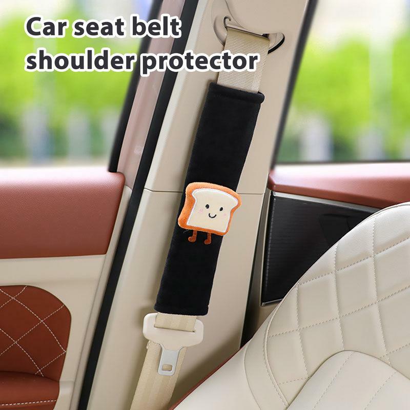 Seat Belt Cover Pad Toast Bread Shape Seatbelt Shoulder Strap Pads Cartoon Car Seat Belt Covers Cute Safety Belt Protector Soft