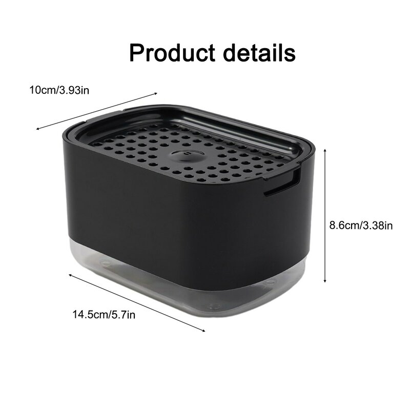 กล่องโฟมผงซักฟอกกล่องจ่ายสบู่อัตโนมัติพร้อมที่ใส่ฟองน้ำกล่องเครื่องจ่ายสบู่เหลวในครัวแบบมือกด2-in-1