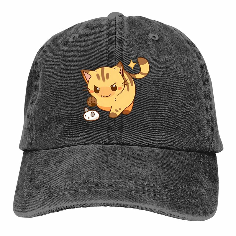 Topi bisbol anak kucing kuning, topi pelindung terik matahari untuk pria dan wanita