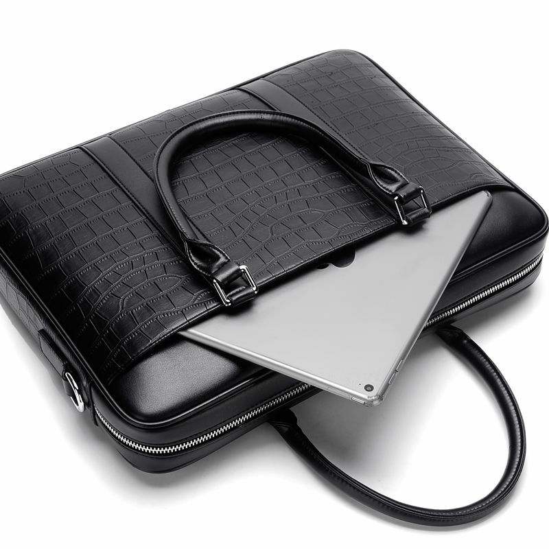 Nowa luksusowa krowa aligatora skórzana męska teczka biznesowa męska teczka na ramię torba męska torba na laptopa