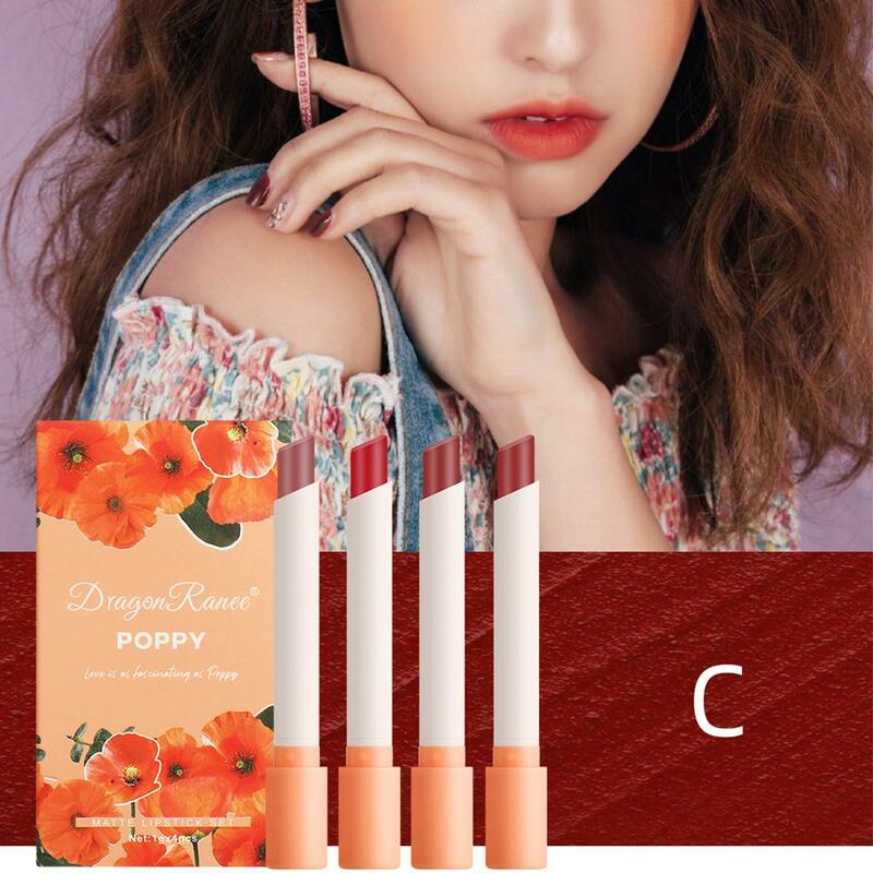 4pcs/set Romantic Cigarette Lipstick Set Matte Velvet Makeup Lip Longlasting Tint Lipsticks Waterproof Lip Gloss Cosmetic Z2A6