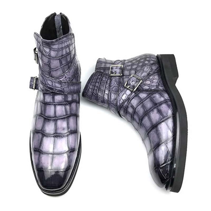 Chue – bottes en cuir de crocodile pour homme, chaussures montantes, à la mode, aide aux pieds, nouveauté 2022