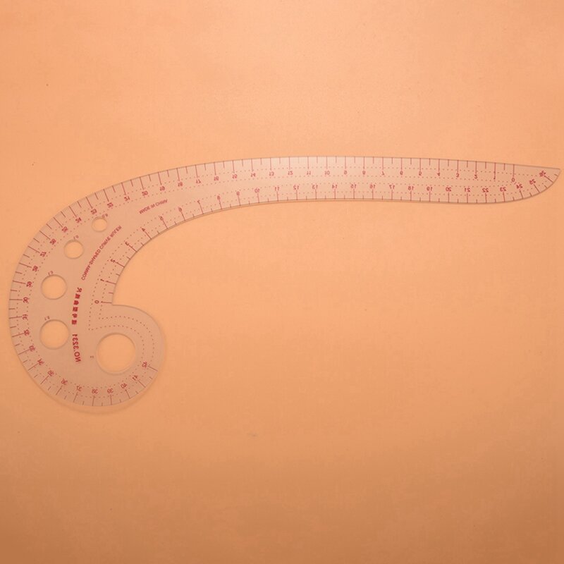 Règle en plastique transparente en forme de virgule, SOSW-11.8 pouces de Long, courbe française
