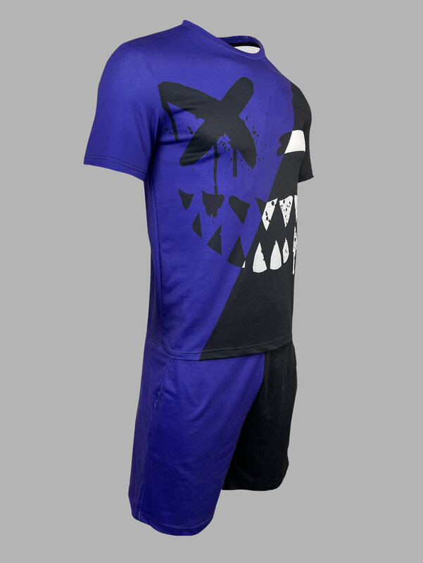 Комплект спортивный мужской из 2-х предметов, футболка и шорты с 3D-принтом маленького дьявола, модная уличная одежда, повседневный костюм для бега