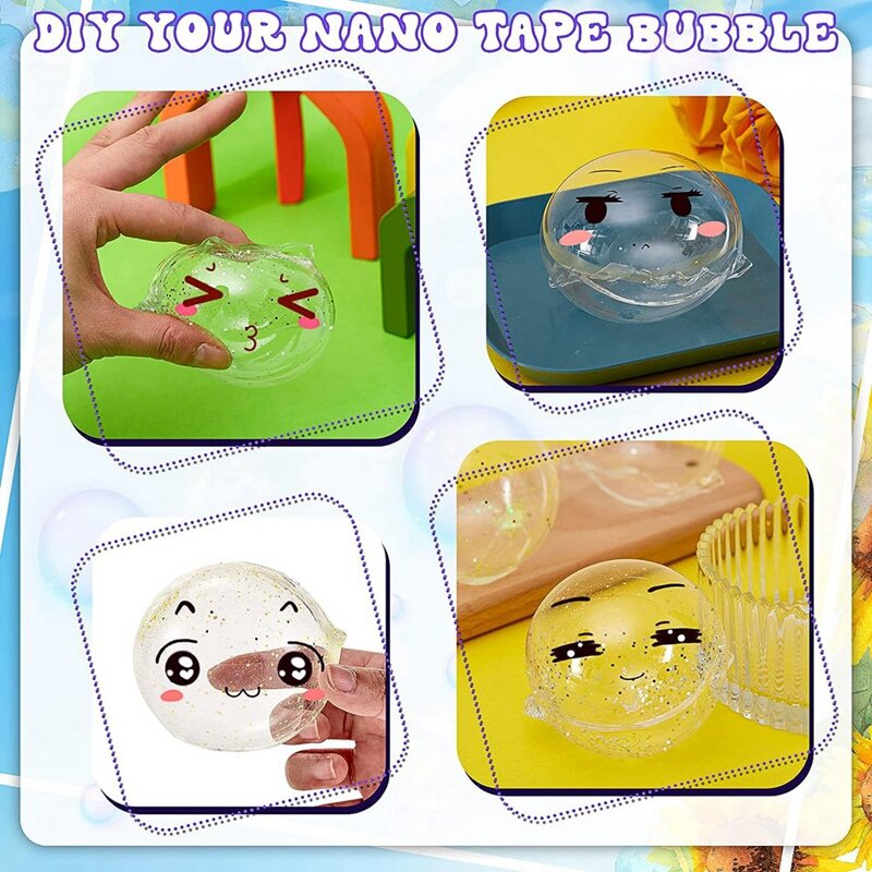 DIY Blow Bubble Nano Tape doppelseitiges Tape Nano Tape Sticky Ball Tape Crafts Tape Dekompression Spielzeug Kinder 1 Rolle