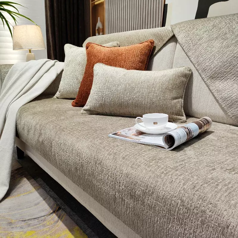 Capa de sofá monocromática moderna para sala de estar em casa, capa antiderrapante universal para todas as estações, almofada do sofá, fronha