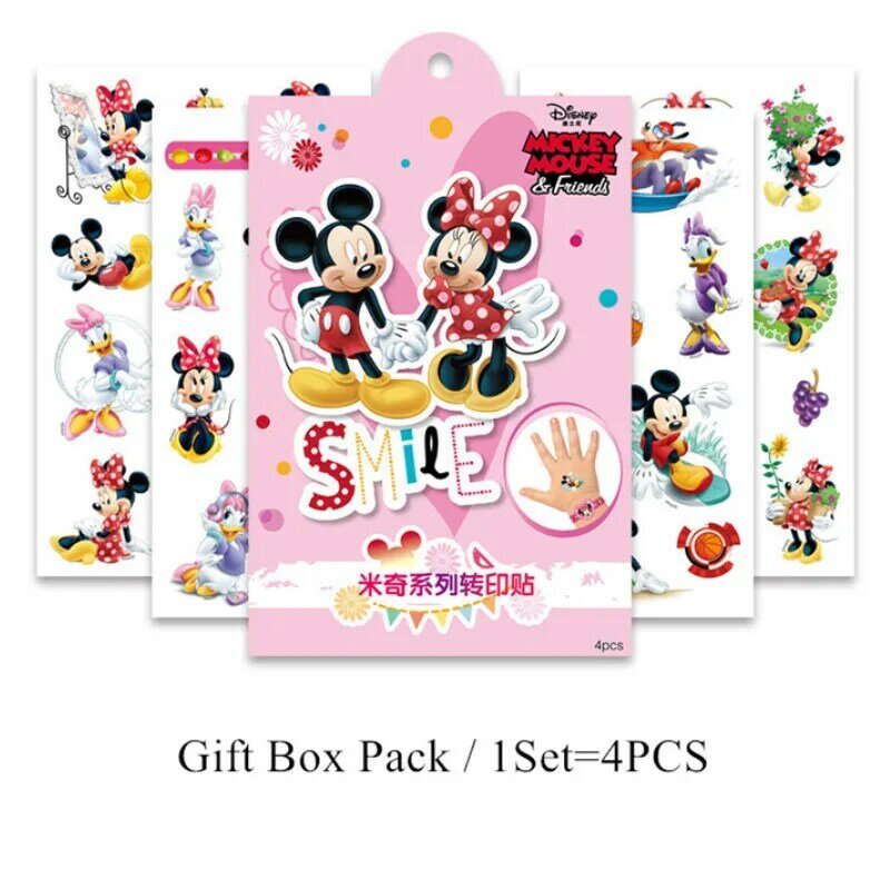 Stiker Tato Sementara Anak-anak Disney Mainan Anak Laki-laki Anak Perempuan Mickey Mouse Minnie Seni Tubuh Stiker Tato Tahan Air dengan Kotak Hadiah