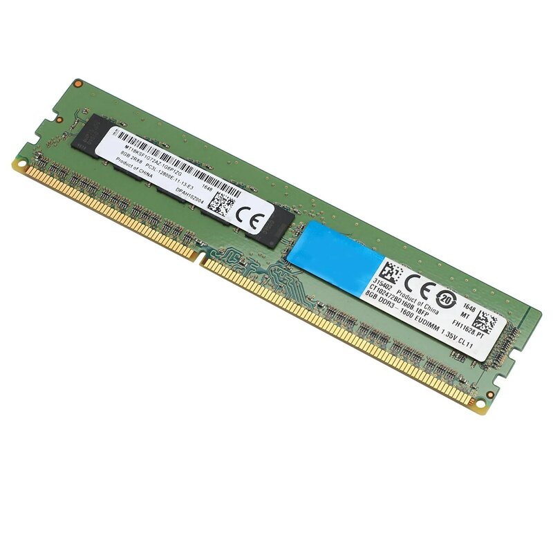 8GB Memory RAM 2RX8 1.35V DDR3 PC3L-12800E 1600MHz 240 Pin ECC Unbuffered RAM for Server Workstation