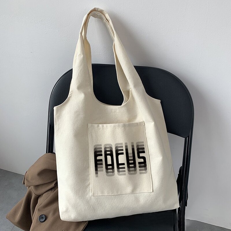 Женская сумка для покупок с текстовым принтом, бежевая многоразовая простая вместительная модная сумка-тоут в стиле Харадзюку, 2020