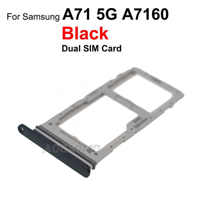 Aocarmo 삼성 갤럭시 A71 5G SM-A7160 SIM 카드, 듀얼 + 싱글 심 트레이 슬롯, 거치대 교체 부품