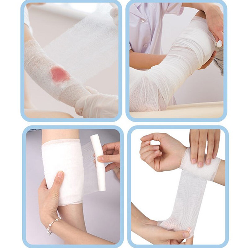 Vendaje de gasa elástica para vendaje de heridas, parche transpirable agradable para la piel, 5cm/7,5 cm/10cm/15cm X 4,5 m, 1 rollo