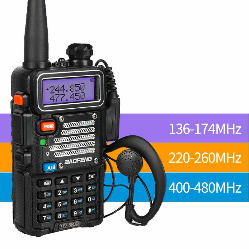 Baofeng X Radioddity UV-5RX3 Tri-band VHF, 1.25M, UHF Amateur Handheld Ham Two Way Radio Walkie Talkie With Earpiece And