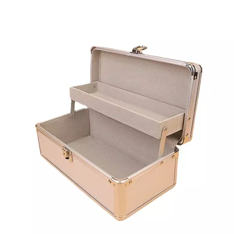 Aluminum Double Layers Tool Storage Box Waterproof Professional Ear Cleaning Parts Organizer Suitcase Case Hard Empty Tool Boxs