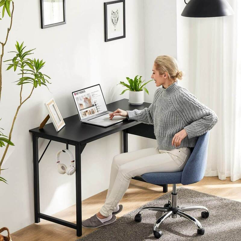 Black Modern Simple Style Wooden Work Office Desks with Storage, 40 Inch - Sleek, Versatile, Functional, Contemporary, Elegant, 