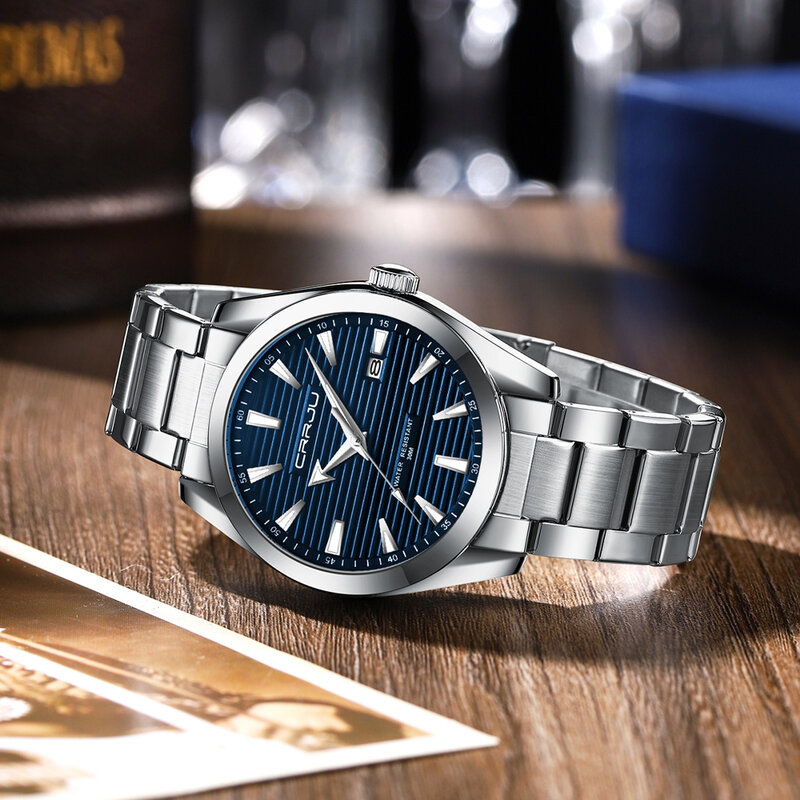 CRRJU – montre de luxe pour hommes, horloge analogique à Quartz lumineuse de Sport, étanche, en acier inoxydable, nouvelle collection