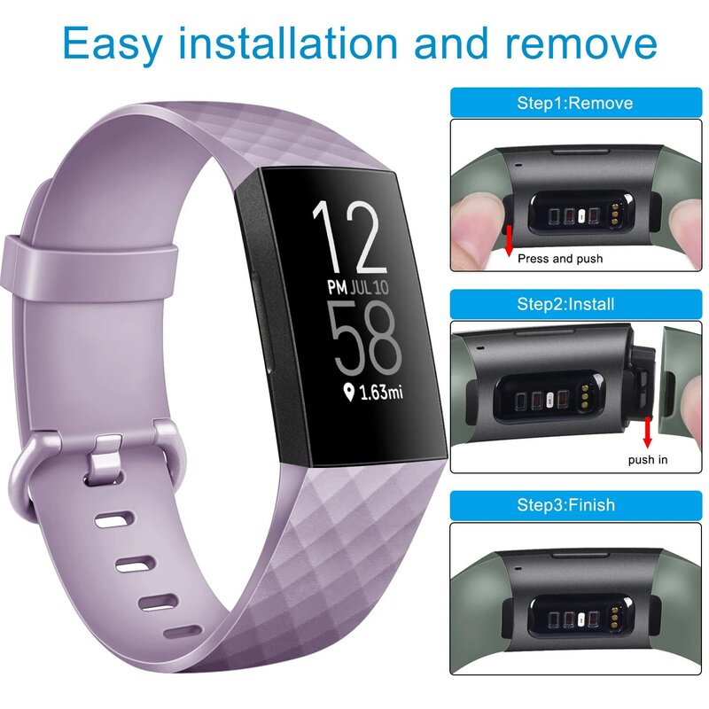 Gelang silikon lembut untuk Fitbit Charge 3/Charge 4 gelang tali jam tangan untuk penggantian gelang Fitbit Charge 3 SE