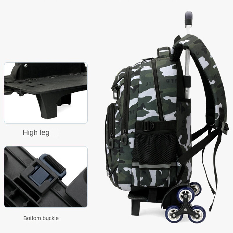 Children School Backpack for Kids Boy Wheeled Bag Student Backpack Trolley School bag with Wheels Rolling Luggage Book Bag