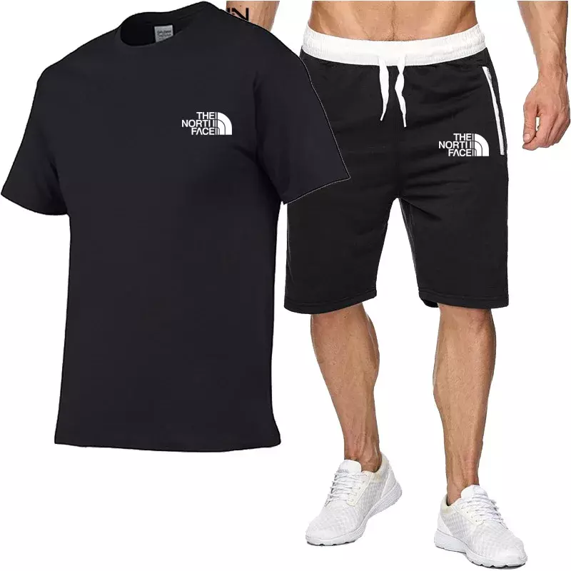 Hot-Selling Summer 100% terylene T-Shirt Pants Set Casual Brand Fitness Jogger Pants T Shirts Fashion Men'sTracksuit