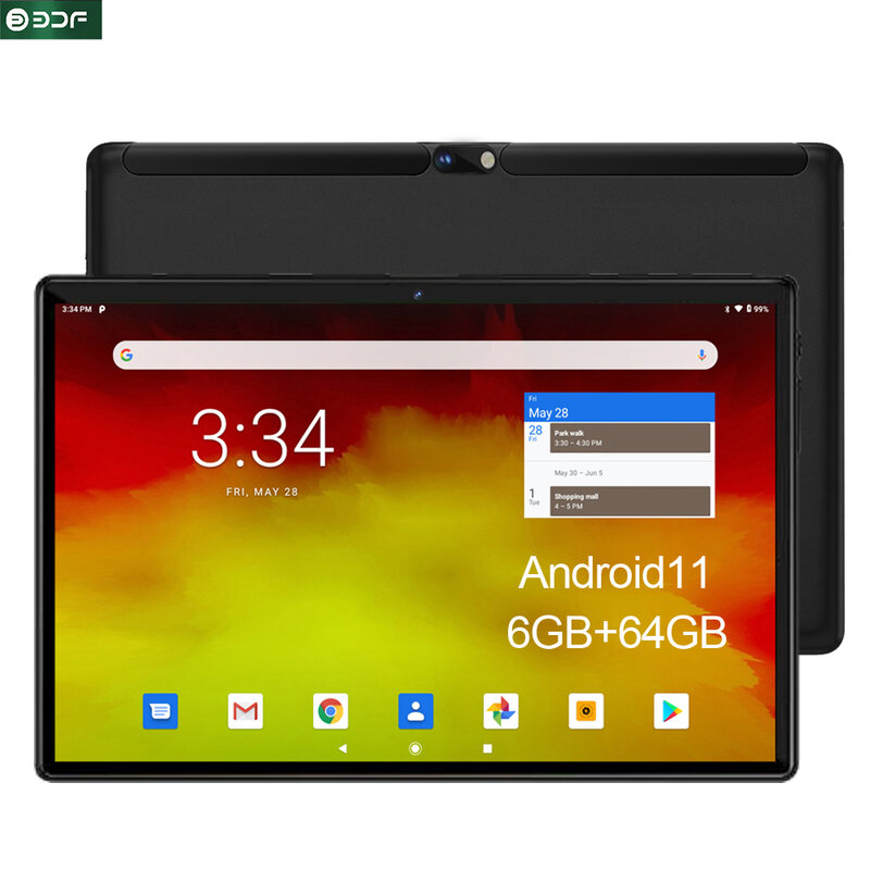 BDF-Tablette PC Android 11 Octa Core, Appel 3G, 6 Go de RAM, 64 Go, Dean Tab, 2MP + 5MP, 10.1 mAh, IPS, 5000 ", Version globale