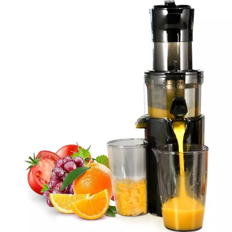 Masticating Juicer, Cold Press Juicer Machine, Juice Extractor Maker with High Juice Yield, Easy to Clean with Brush