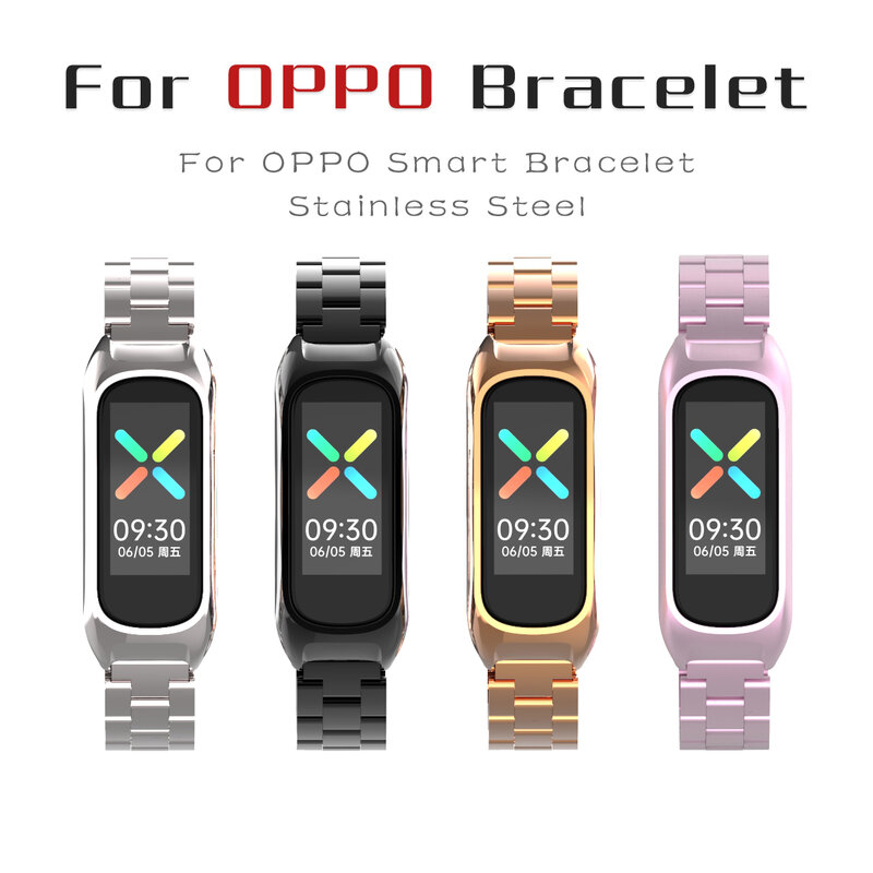 Tali Logam untuk OPPO Smart Gelang Band Stainless Steel Pengganti untuk OPPO Watch Penggantian Pergelangan Tangan Gelang Aksesoris