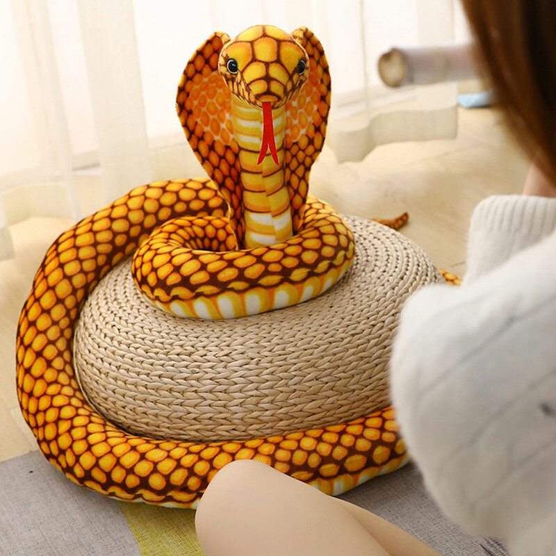 Hadiah Halloween boneka binatang Cobra raksasa mewah menakutkan mainan ular mewah boneka lembut lucu ular hadiah ulang tahun anak