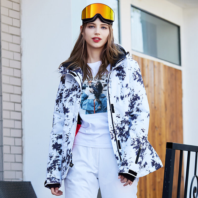 Женская зимняя одежда 10k водонепроницаемый лыжный костюм комплект одежды для сноуборда зимняя ледовая куртка + брюки на бретелях для девочек