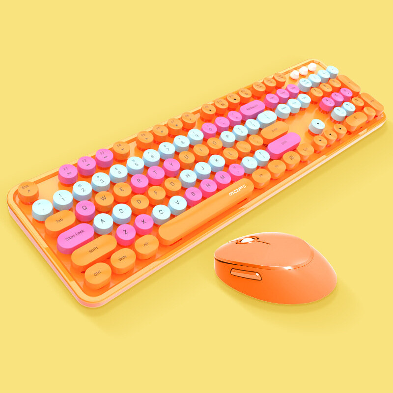 Mofii милый Настольный Ноутбук 2,4G оптическая круглая клавиатура в стиле панк Беспроводная клавиатура мышь