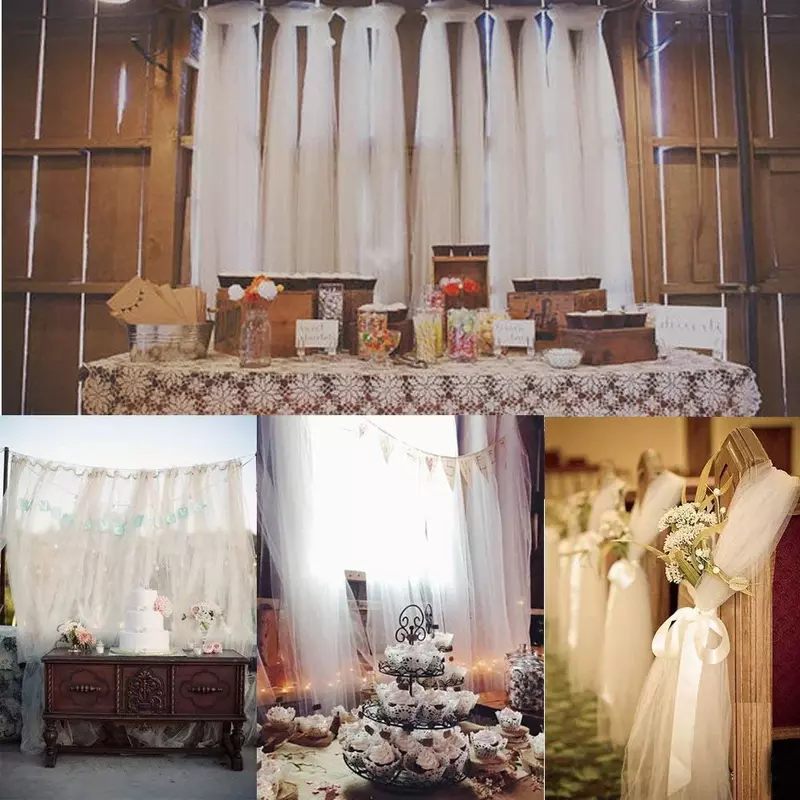 Kain gulung Tulle 54 inci X 40 yard untuk rok meja, pembuatan gaun pernikahan, dekorasi pernikahan DIY