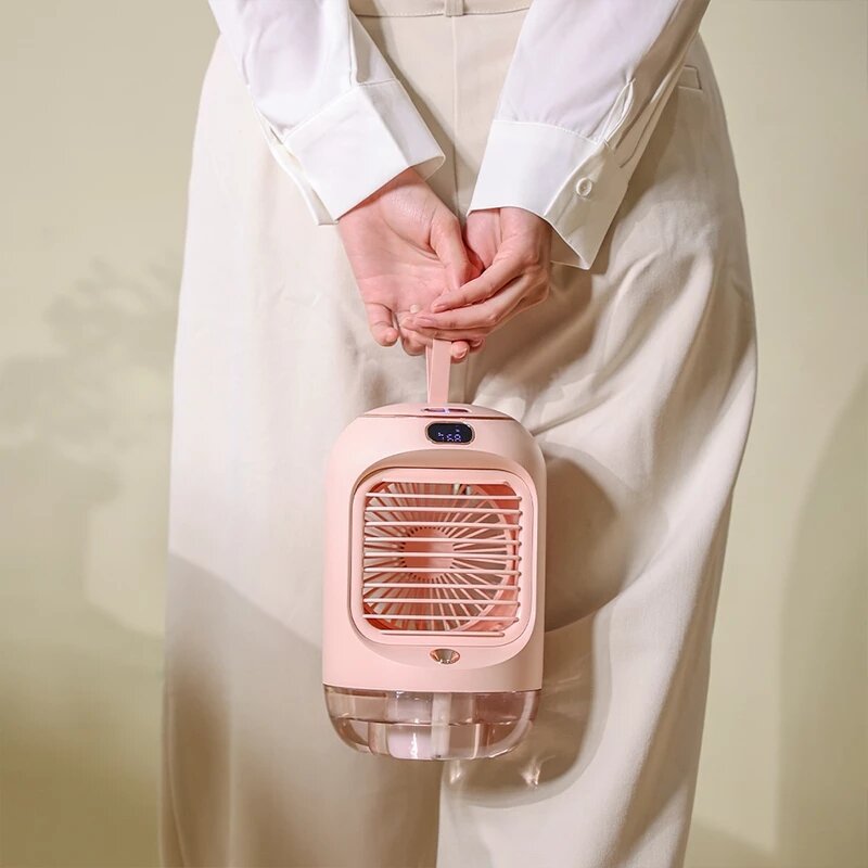 Mini ventilador de ar condicionado refrigerador de ar para casa ventilador de pulverização de água de refrigeração ventilador de ar portátil usb umidificador de ar e purificador