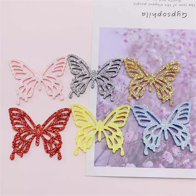 30 Stks/partij Lasersnijden Butterfly Padded Applique Voor Diy Kleding Hoed Festival Decoratie Patches Haar Clip Accessoires Handtas