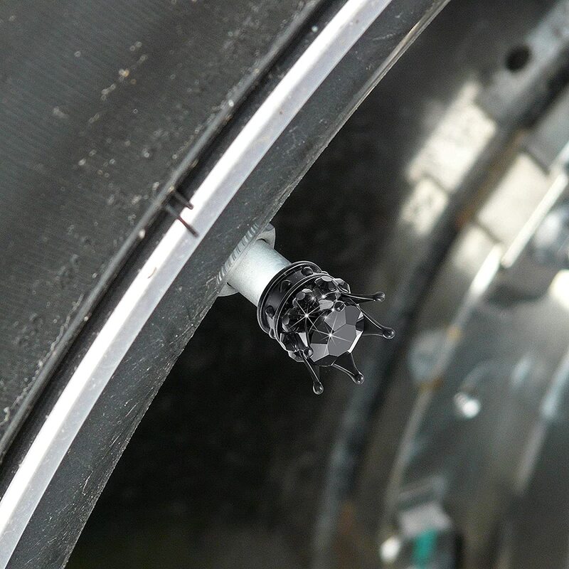 Crown-Tapas de vástago de válvula de neumático de coche, accesorio Universal cromado con cristales brillantes y diamantes de imitación, 4 piezas