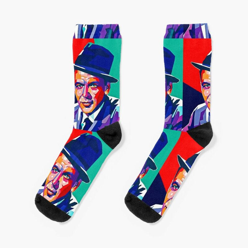 Calzini poster di Sinatra escursionismo cartone animato regali divertenti calzini da donna da uomo