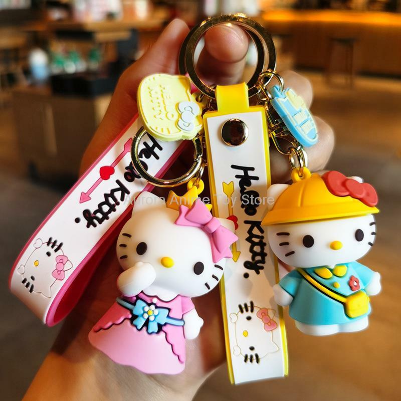 Gantungan kunci mobil Anime Kawaii Sanrio Hello Kitty, gantungan kunci, gantungan kunci mobil, tas ponsel, perhiasan gantung, hadiah anak-anak