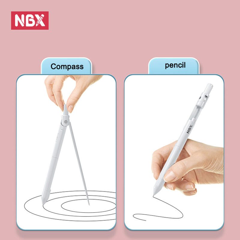 Карандаш с компасом NBX, школьные принадлежности для рисования, математический геометрический инструмент, механический карандаш, принадлежности для рисования, школьные принадлежности