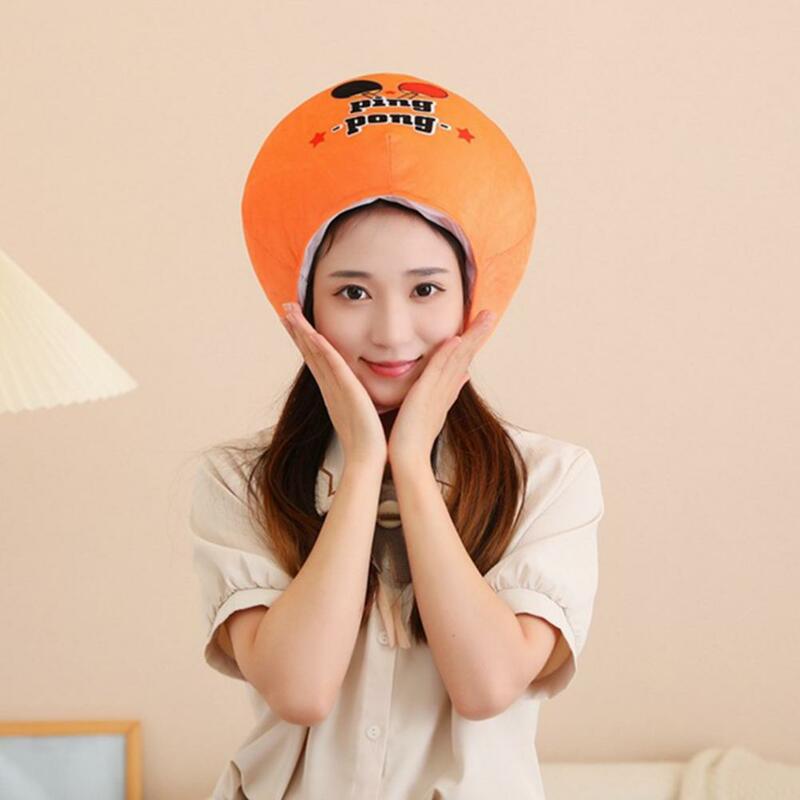 Warm Table Tennis Hat Soft Plush Table Tennis Hat for Winter Cosplay Party Costume Performance Elastic Ball Shape for Sports