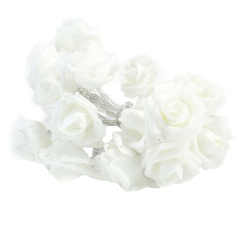 Tali lampu Led bunga mawar putih menyala lampu bunga busa daya baterai untuk kamar tidur lentera dekoratif busa indah