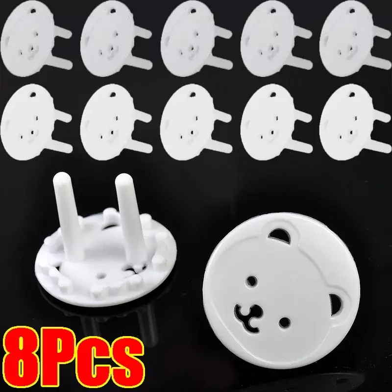 Cute Bear Power Socket Cover, Tomada elétrica de segurança, Plug Proteção para Criança, Plugues anti-choque para crianças, 8pcs