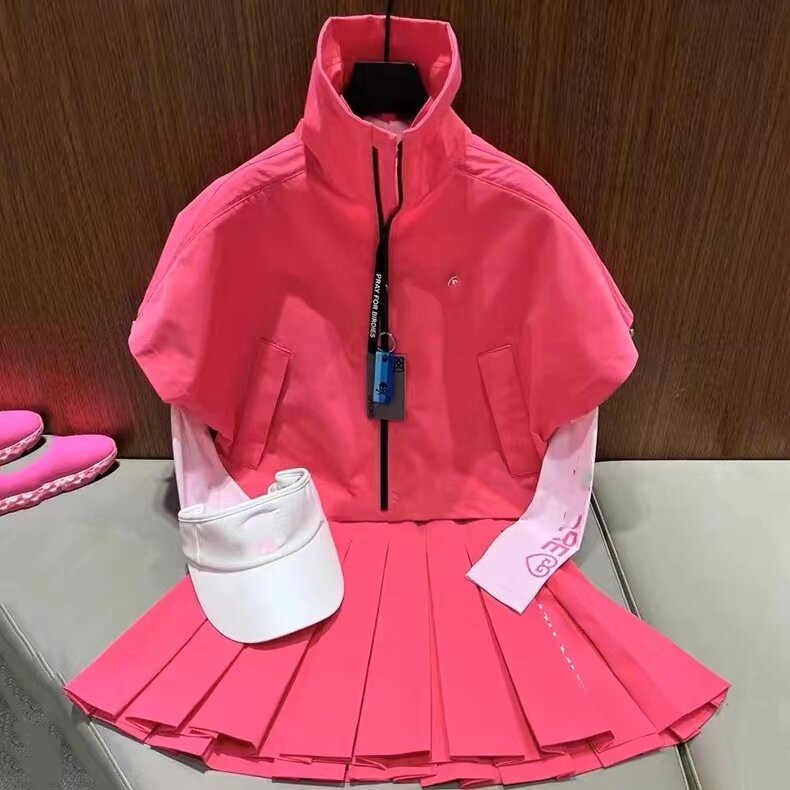 2024 abbigliamento donna da Golf coreano camicia corta a pipistrello con mezza Zip temperamento Versatile giacca a vento sportiva