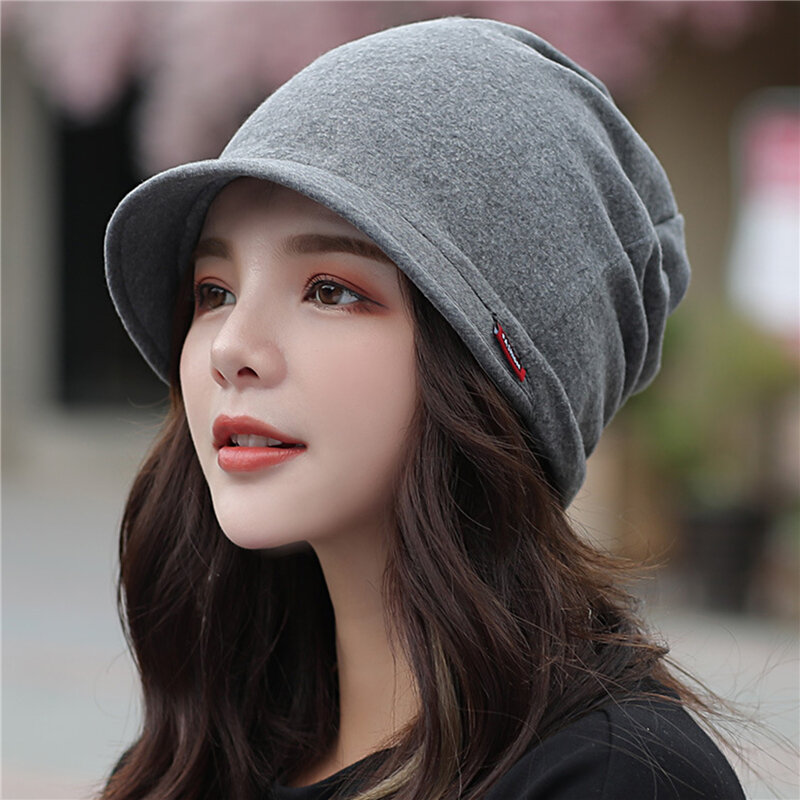 Women's Knitted Head Cap Ladies Fashion Outdoor Windproof Warm Thicken Hats  Solid Color Hat For Female New Autumn Winter Caps