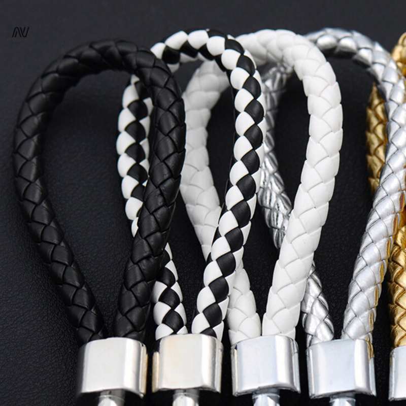 Handmade PU Corda De Couro Pingente Chaveiro Tecido Chaveiro Anéis de Metal para As Mulheres Ornamentos de Saco Acessório Chaveiro do carro