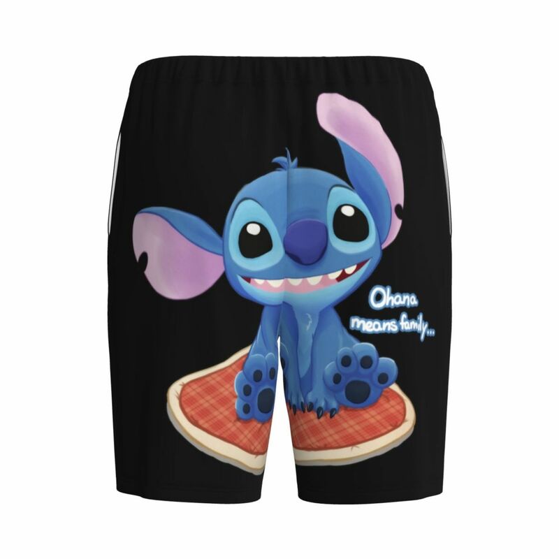 Custom Printed Men's Cartoon Stitch Pajama Bottoms Sleepwear Pjs Sleep Shorts with Pockets