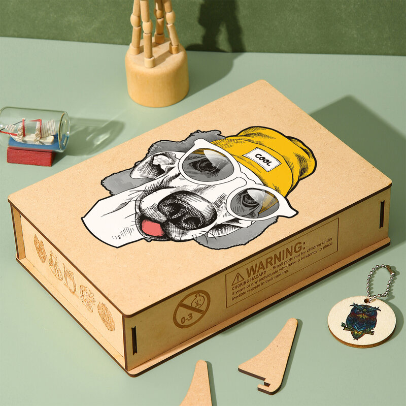 Houten Dier Puzzels Voor Volwassenen Kids Montessori Educatief Speelgoed Houten Speelgoed Speciale Gift Cool Hond Puzzel Houten Doos