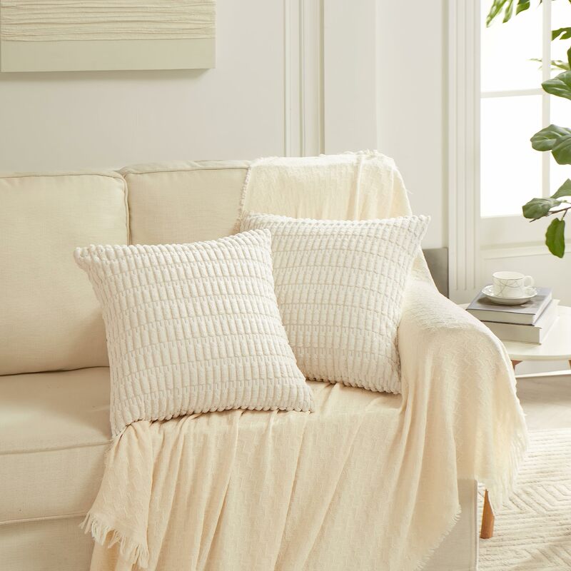 Juego de 2 fundas de almohada modernas para sofá, funda de almohada decorativa de tela de lino para exteriores, sofá, cama, coche, hogar