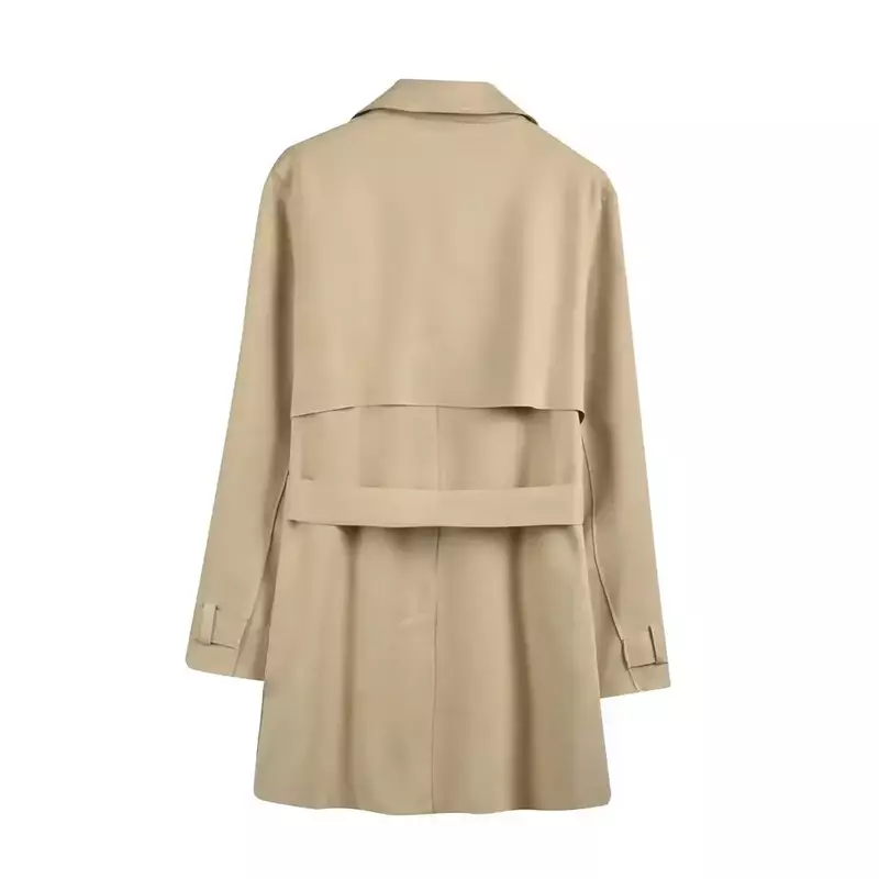 Casaco de trespassado duplo feminino com cinto, casaco solto de textura de camurça, manga comprida, top chique, vintage, nova moda