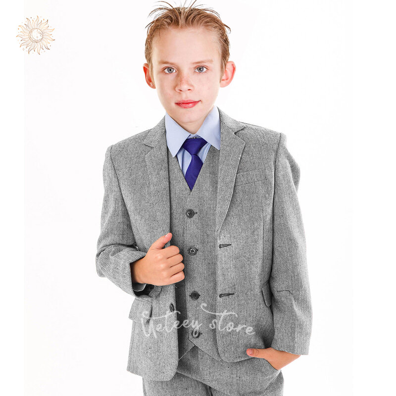 3-częściowy garnitur dla chłopców solidny strój dla malucha dziecięcy garnitur dla chłopców formalny garnitur weselny na co dzień dla na imprezę bal